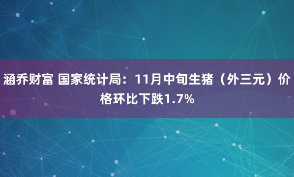 涵乔财富 国家统计局：11月中旬生猪（外三元）价格环比下跌1.7%